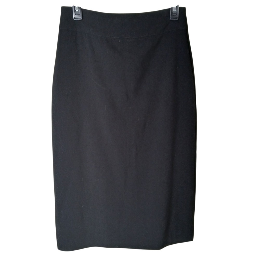 Inherit Co Wanda Black Pencil Midi Skirt Size 4 Modest Work Church Slitless Zip